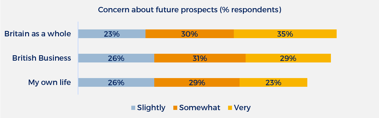 Concern about future prospects (% respondents)