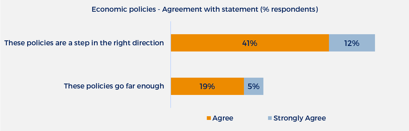 Economic policies - Agreement with statement (% respondents)